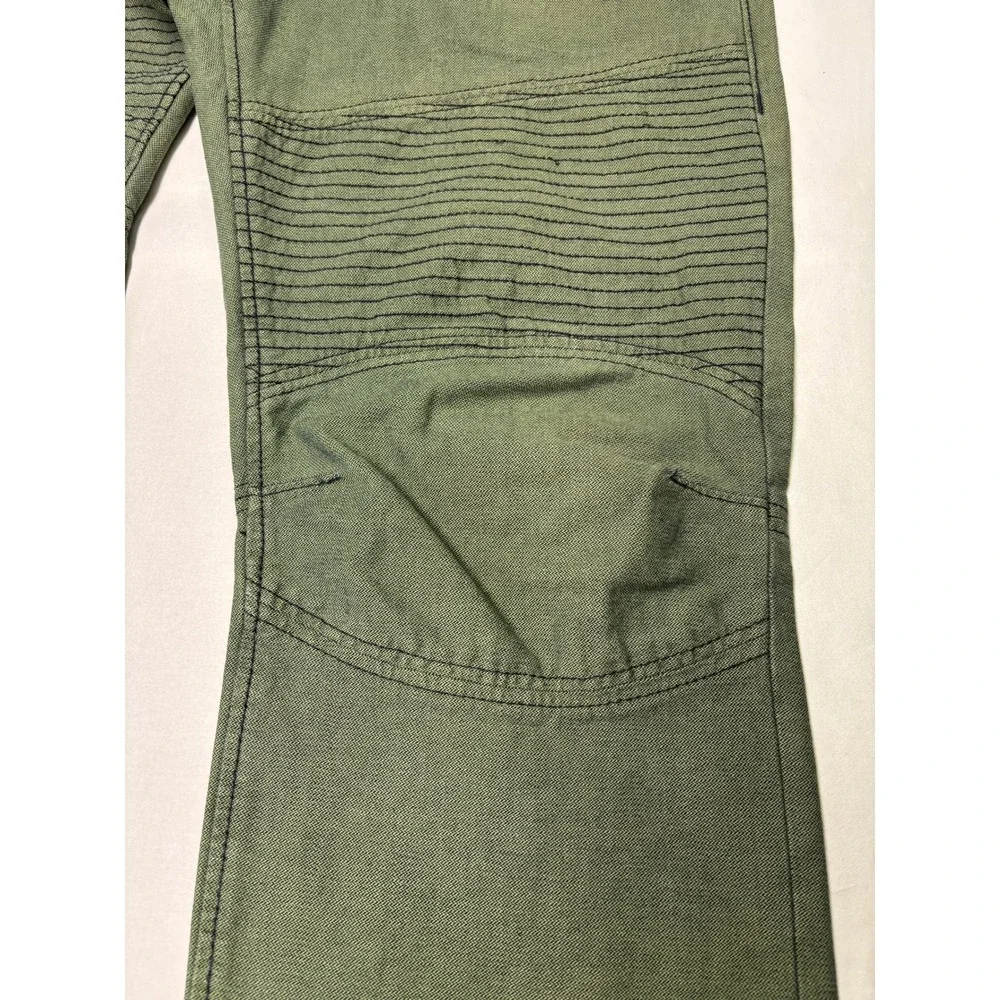 True Religion Mens Section Moto Slim Pants Olive Green‎ Biker Ribbed 38X33